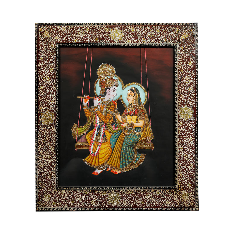 Radha Krishna On Swing Canvas Painting