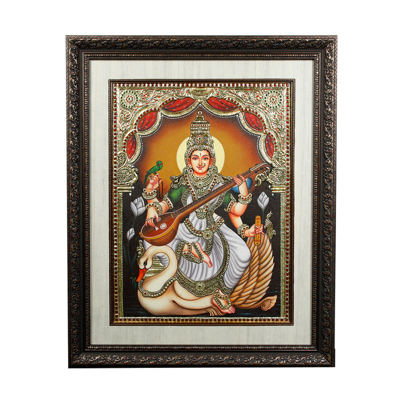 Goddess Saraswati Canvas Painting