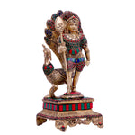Brass Kartikeya - Multicolor - Stone Work