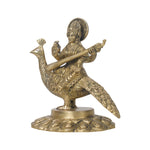 Brass Saraswathi sitting on peacock