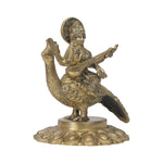 Brass Saraswathi sitting on peacock