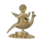 Brass Saraswathi sitting on peacock