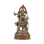 Brass Cow Krishna Statue