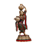 Brass Lady with Matka - Stone Work