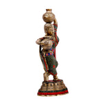 Brass Lady with Matka - Stone Work