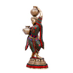 Brass Lady with Matka - Stone Work