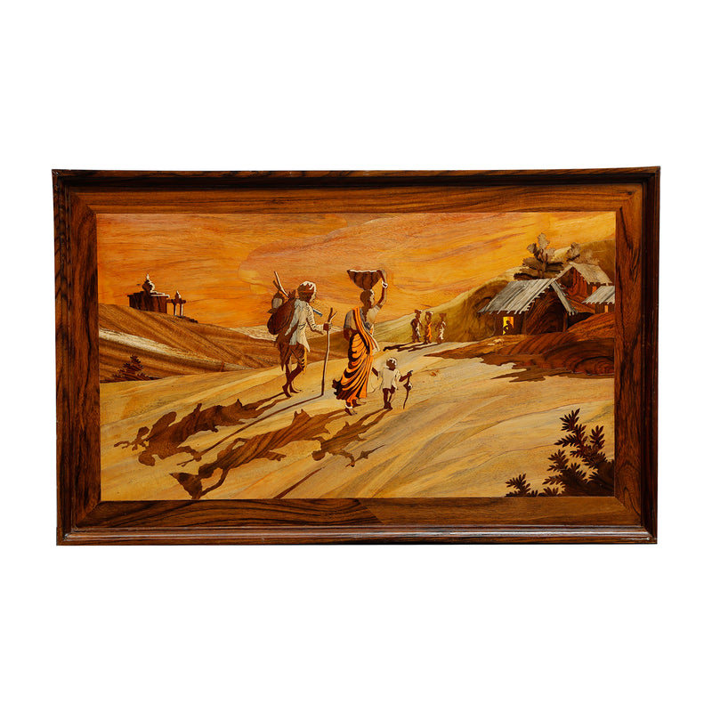 Village Art - Wooden Craving Painting