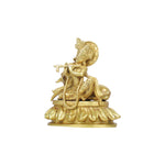 Cow Krishna sitting on lotus base