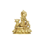 Cow Krishna sitting on lotus base