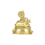 Cow Krishna sitting on lotus base
