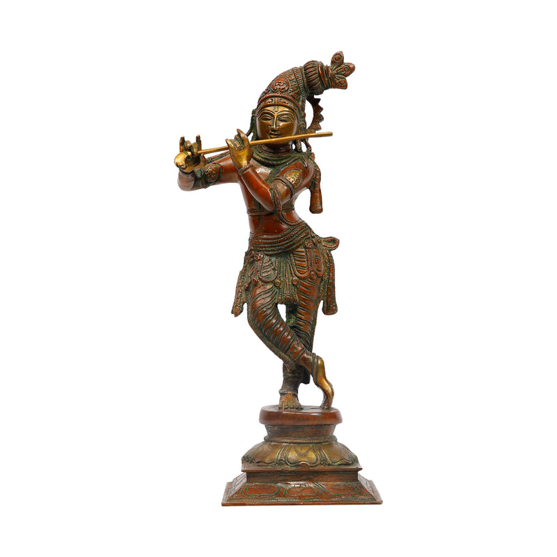 Brass Antique Krishna standing
