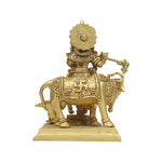 Brass Krishna With Cow
