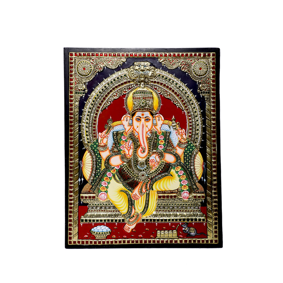 Tanjore Painting Ganesha with Gold Foil
