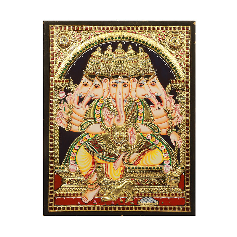 Tanjore Painting Emb Panchamuki Ganesha