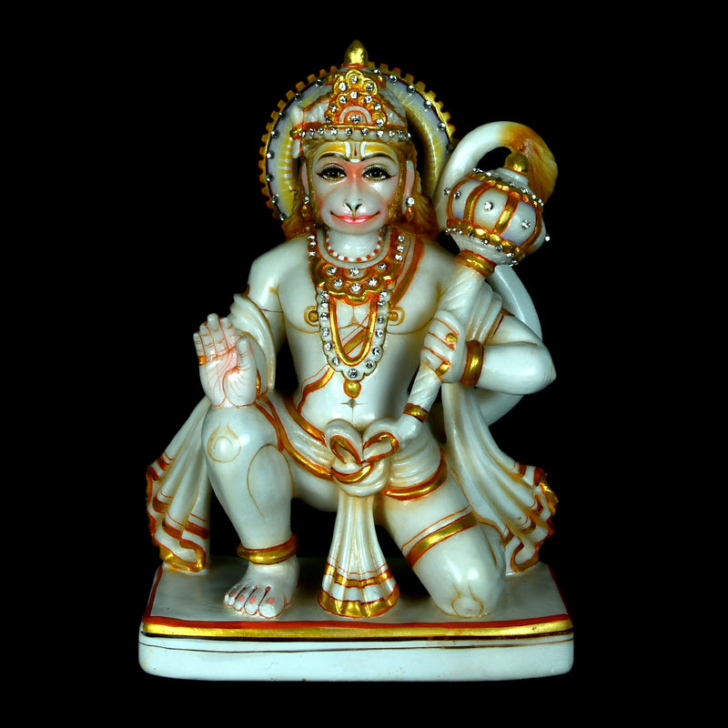 Marble Hanuman Sitting ragaarts.myshopify.com