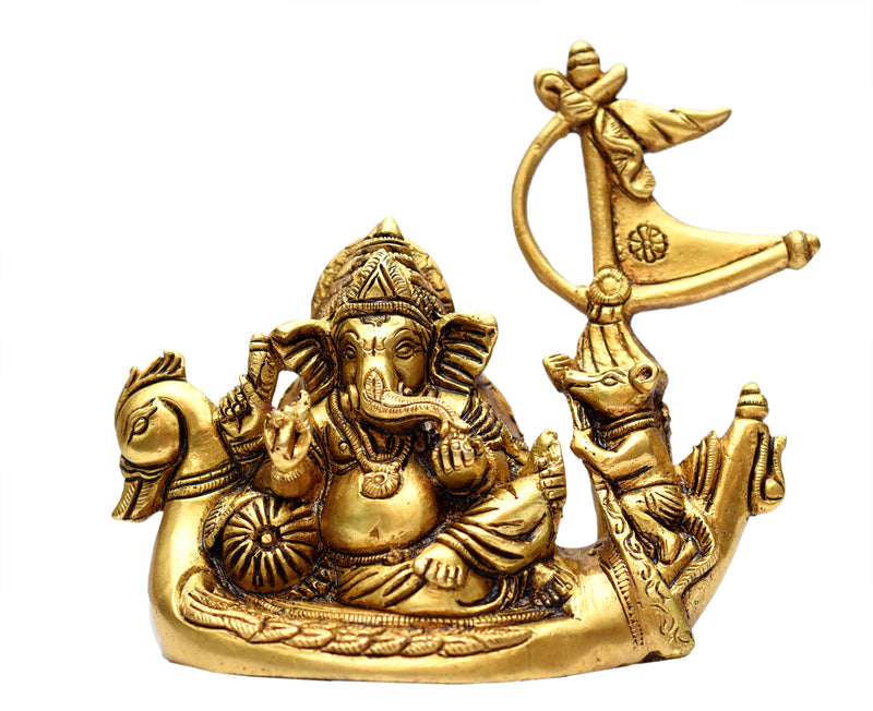 Brass Ganesha sitting on Duck ragaarts.myshopify.com