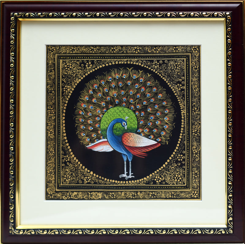 Silk painting Peacock ragaarts.myshopify.com