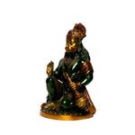 Sitting Hanuman with Green Finish