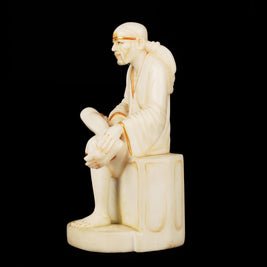 Marble Sitting Sai Baba With Painted
