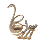 Metal Swan With 6 Spoon