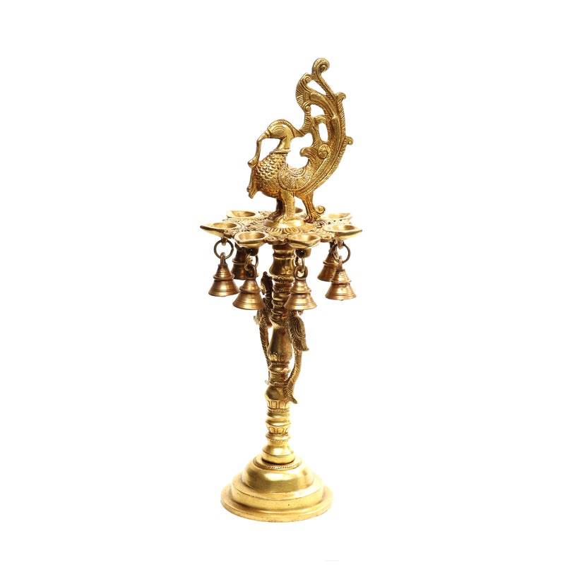 Peacock Design Diya With Bell