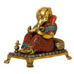 Ganesh Reading Book - Brass Idol | Home Décor Ganesh Idol