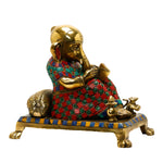 Ganesh Reading Book - Brass Idol | Home Décor Ganesh Idol