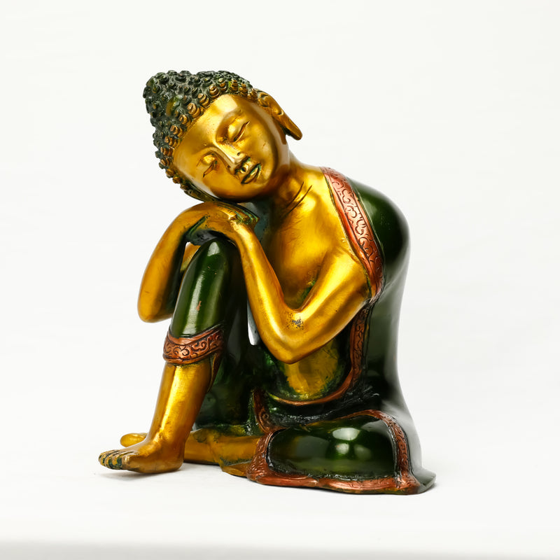 Handcrafted Buddha Resting - Brass Statue | Decorative Showpiece