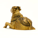 Lord Nandi Sitting Statue - Brass Idol | Divine Nandi Bull Brass Statue |