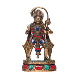 Brass Standing Hanuman with Stone Finish