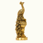 Premium & Antique Brass Peacock Decorative Showpiece | Ragaarts - Handcrafted Brass Peacock Statue |