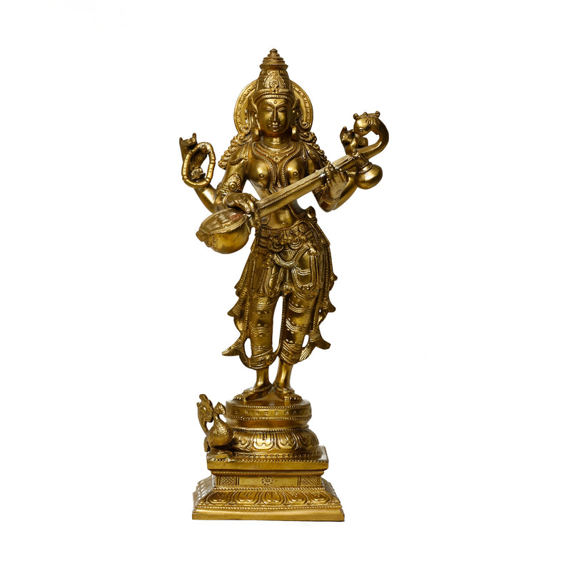 Bronze Saraswathi - Goddess of Wisdom and Knowledge, .art and music