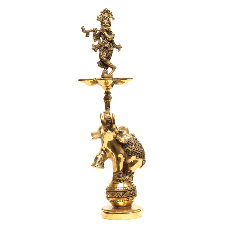 Standing Krishna Lamp  On Elephant