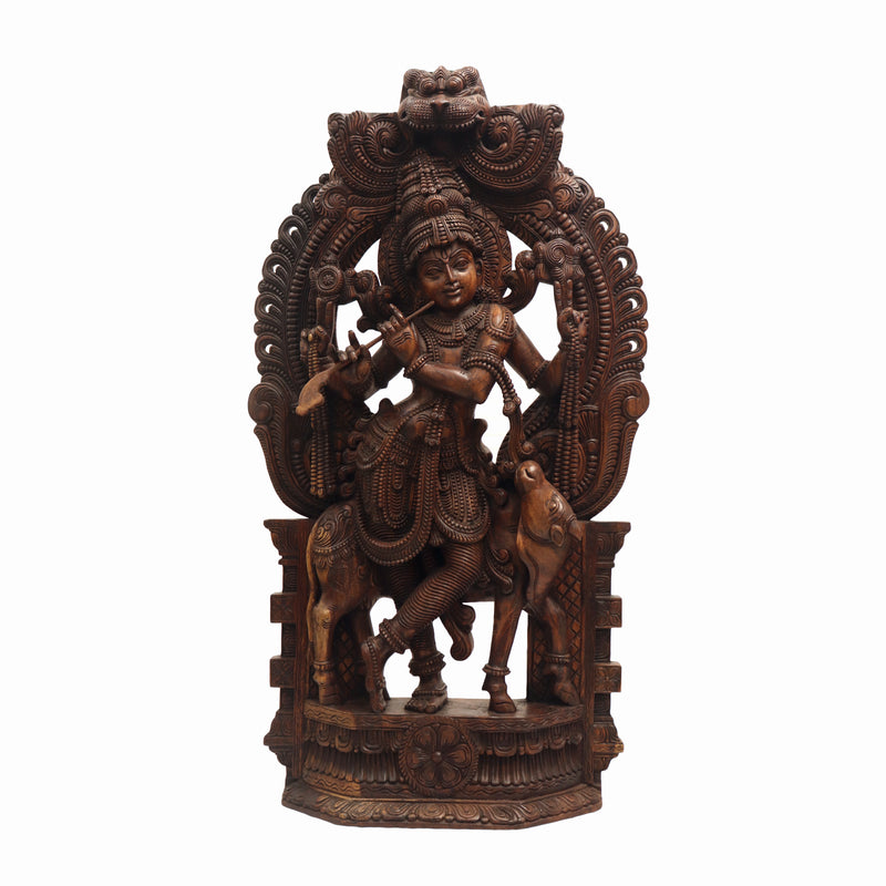 Waghai Wood Standing Krishna