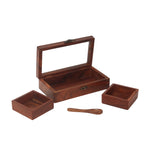 Wooden Masala Box With Spoon