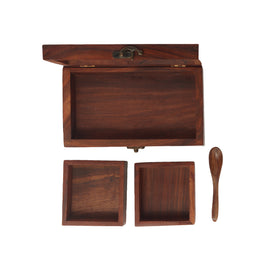 Wooden Masala Box With Spoon
