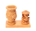 Wooden Pen Stand With Ganesha
