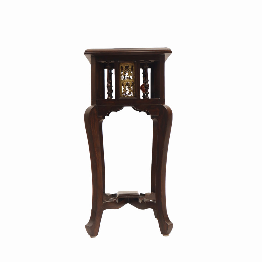 Wooden Side (Planter ) Table With Dhokra Art